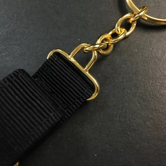 AUTH Salvatore Ferragamo Vala Ribbon Black Gold Keychain - Picture 3 of 7